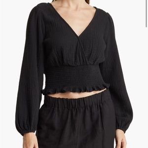 Madewell Lightspun Smocked Waist Top, XXS